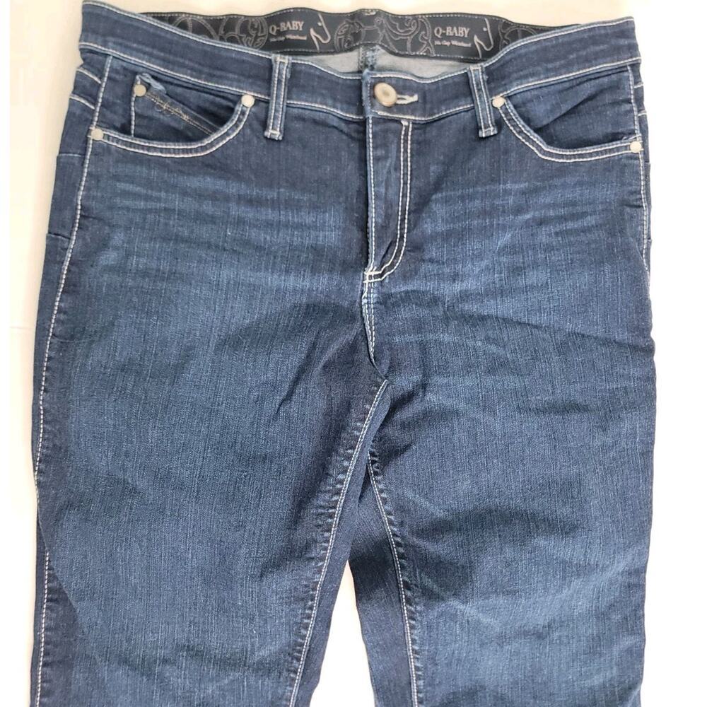 Wrangler Q-Baby Jeans Womens Junior Sz 11/12 Dark Wash Straight Wide Leg WRQ25 - Picture 3 of 8